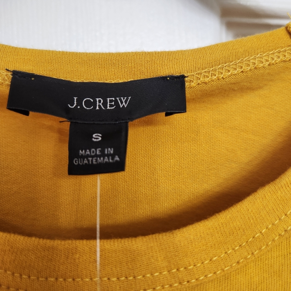 NWT J. Crew Mustard Yellow Cotton Puff Sleeve Short Sleeve Shirt - Picture 2 of 5